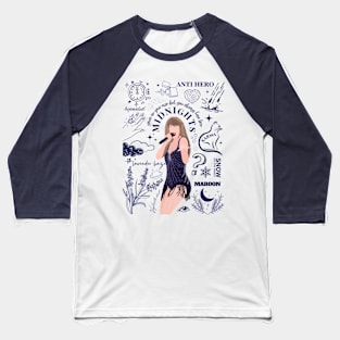 Midnights doodle style- blue transparent Baseball T-Shirt